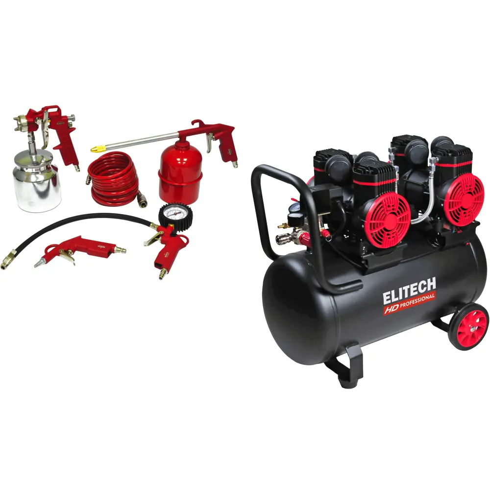 Компрессор поршневой безмасляный Elitech HD ACF 500-50S, 50 л 500 л/мин STLM-2147468 - Вид №4