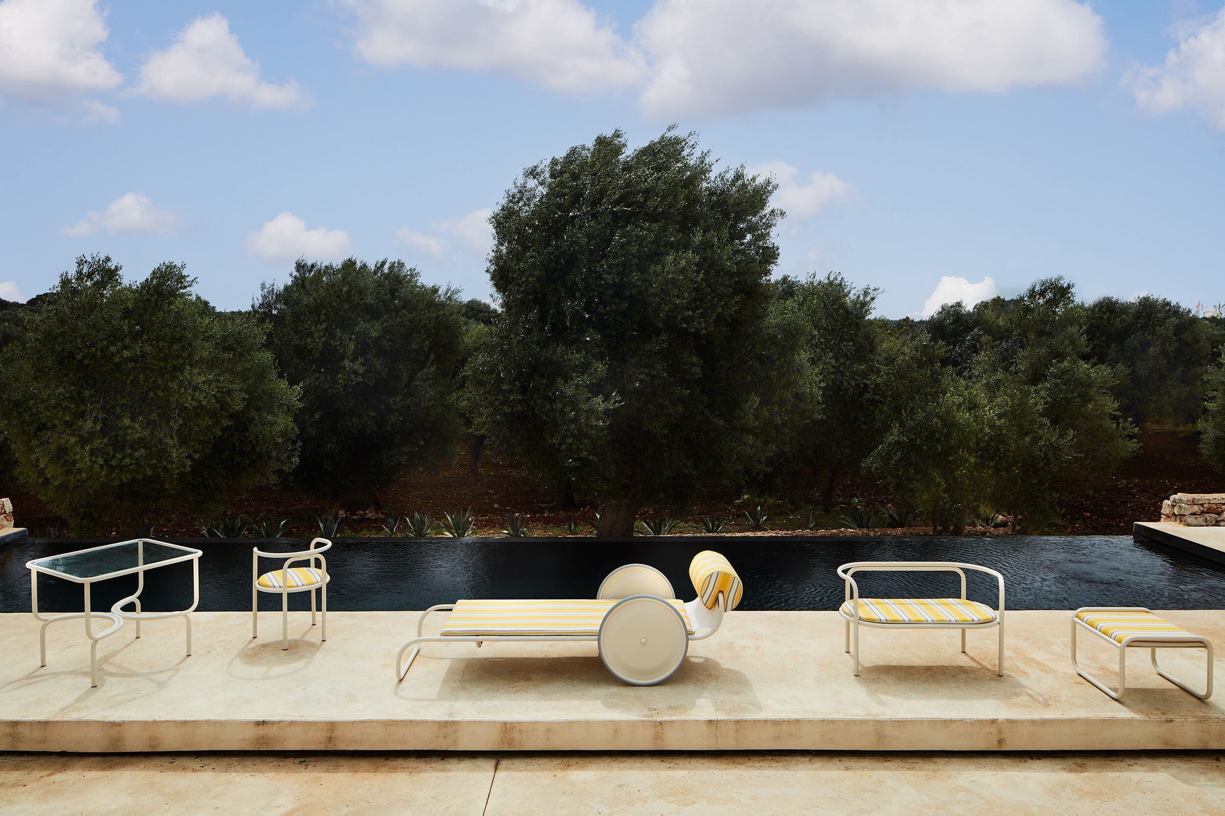 Стальная садовая скамейка с порошковым покрытием со спинкой Exteta Jacquemus + Exteta Special Re-Edition ARCH-00151982 - Вид №7