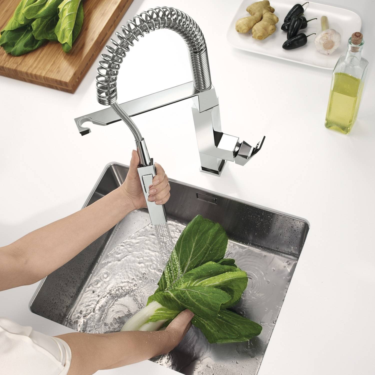 Смеситель для кухни GROHE Eurocube профессиональный, хром (31395000) - Вид №6