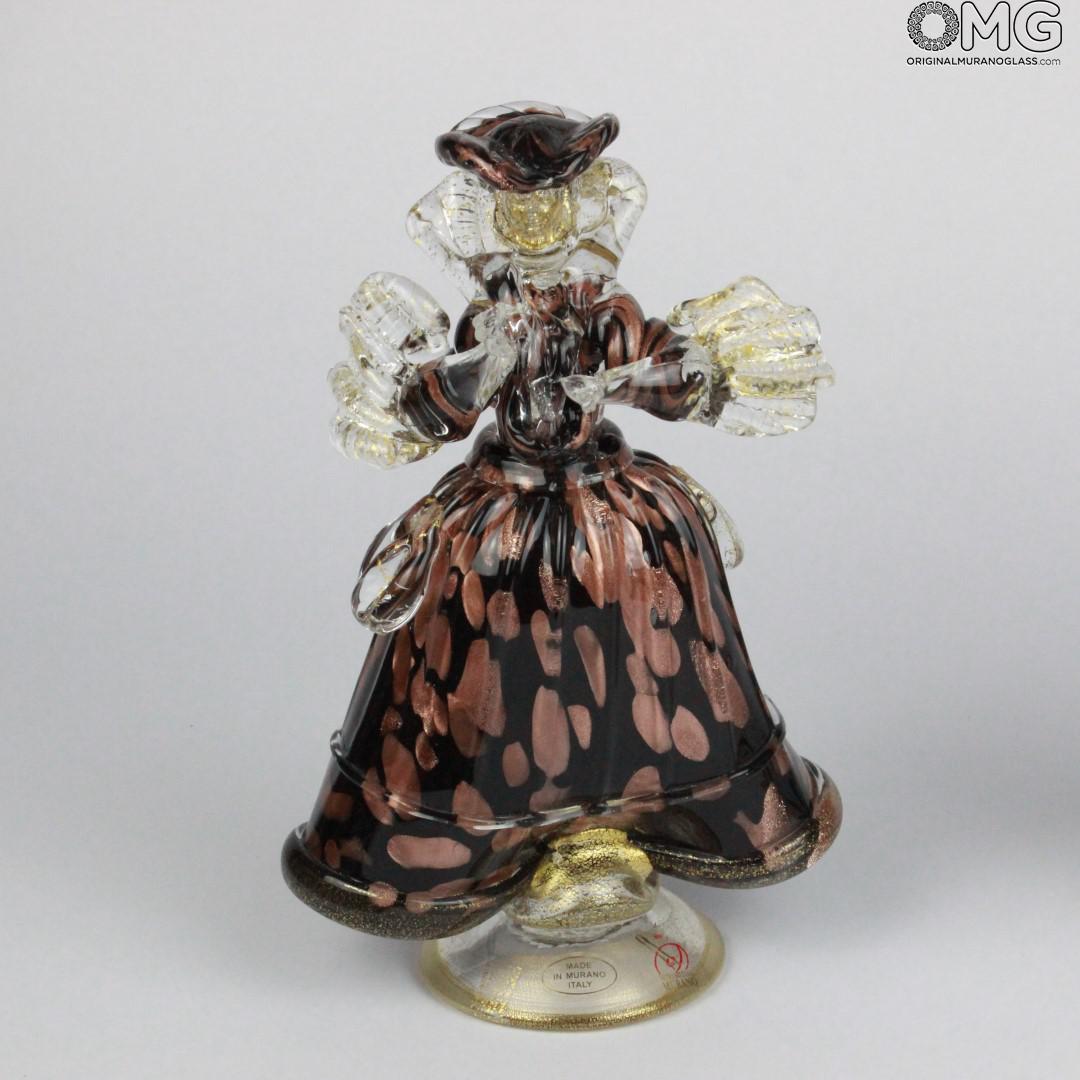 821 ORIGINALMURANOGLASS Статуэтки в стиле Голдони - Венецианская пара - nera - муранское стекло OMG 13 см  - Вид №1