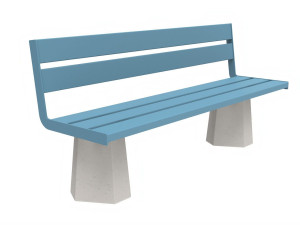 Металлическая и бетонная скамья со спинкой