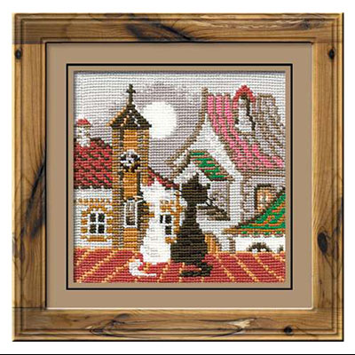0611 Набор для вышивания Город и кошки. Весна. 13 х 13 см RIOLIS Сотвори Сама 