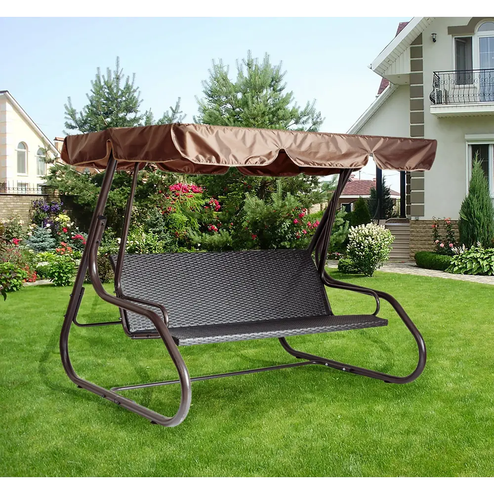 Качели садовые Сантино 3-х местные (до 160 кг) коричневый/ серый GREENGARD STLM-2167305 - Вид №2