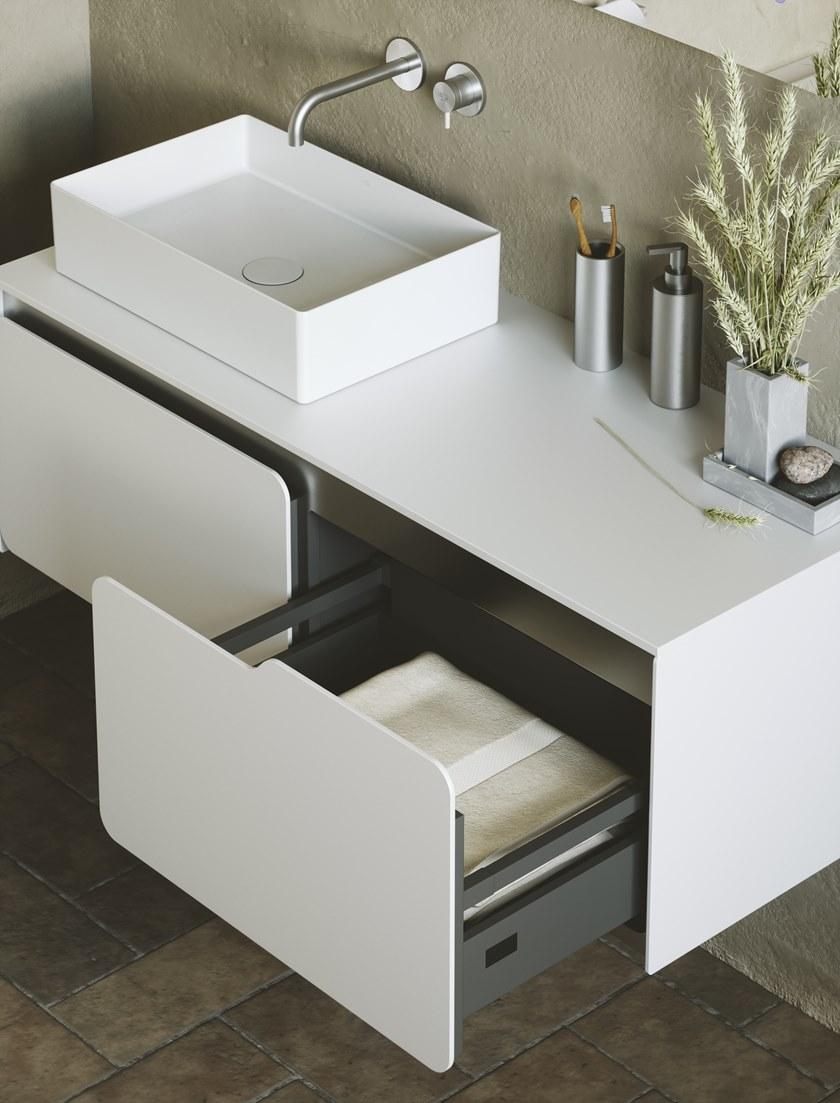 SDR CERAMICHE Настенная тумба под умывальник из массива с ящиками Solido sun-id-1383719 - Вид №6