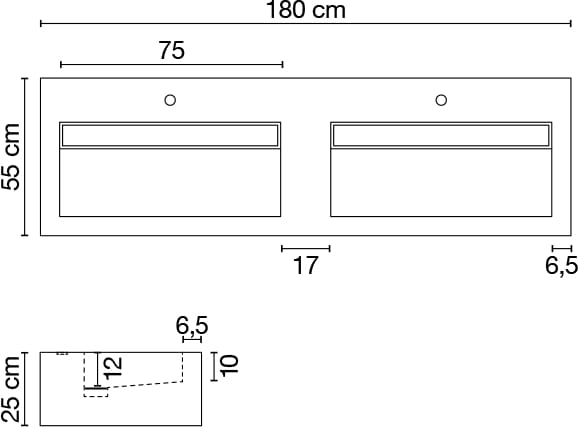 Двойная подвесная раковина из керамогранита CERAMICA FONDOVALLE SHAPE ARCH-00062135 - Вид №5