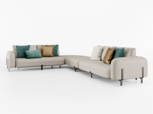 5-местный кожаный угловой модульный диван