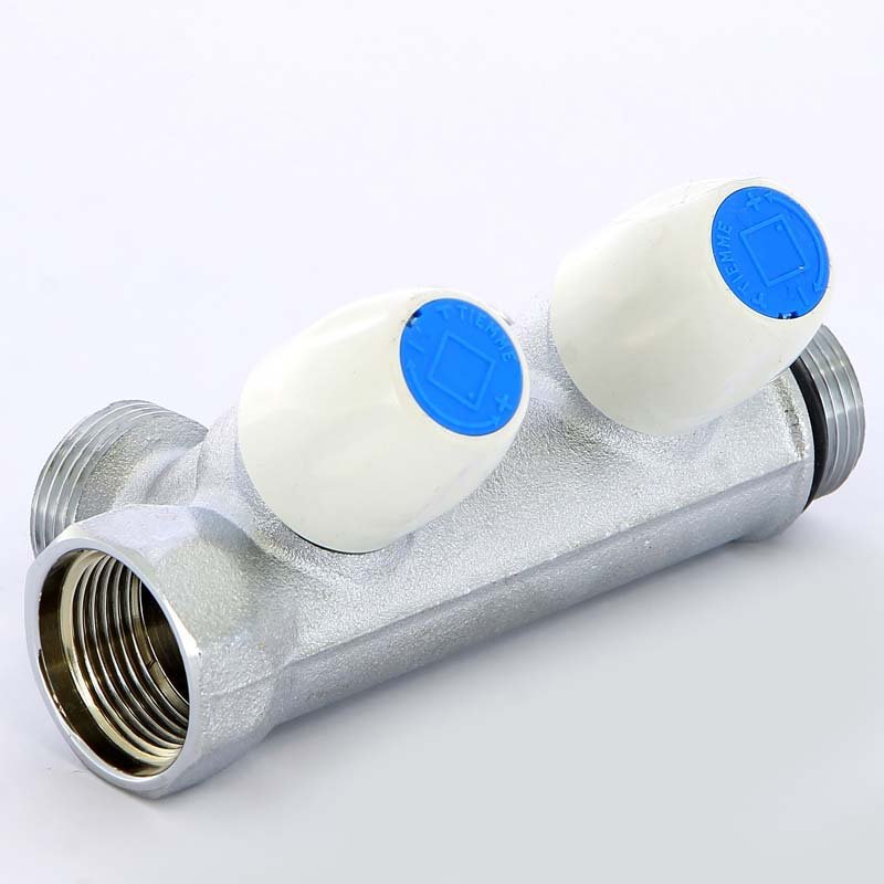 Коллектор НВ 3/4' MAXIMA с вентилями усиленный хромированный TIEMME 2 выхода 3/4'ЕК 50мм 1860026 - Вид №1