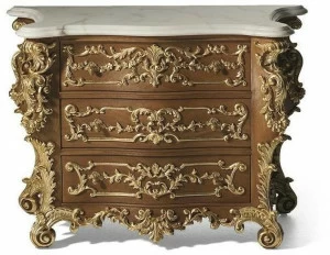 OAK Прикроватная тумбочка из дуба с мраморной столешницей в стиле барокко Galleria