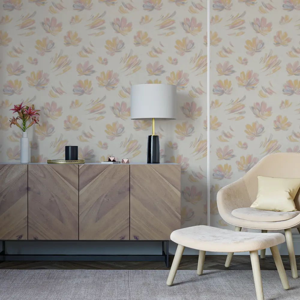 Обои флизелиновые Palitra Home Vanille желто-розовые 1.06 м 370-36 STLM-2179571 - Вид №2