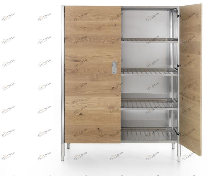 ALPES-INOX Комод с пятью внутренними полками и дубовыми дверцами Liberi in cucina sun-id-1348767