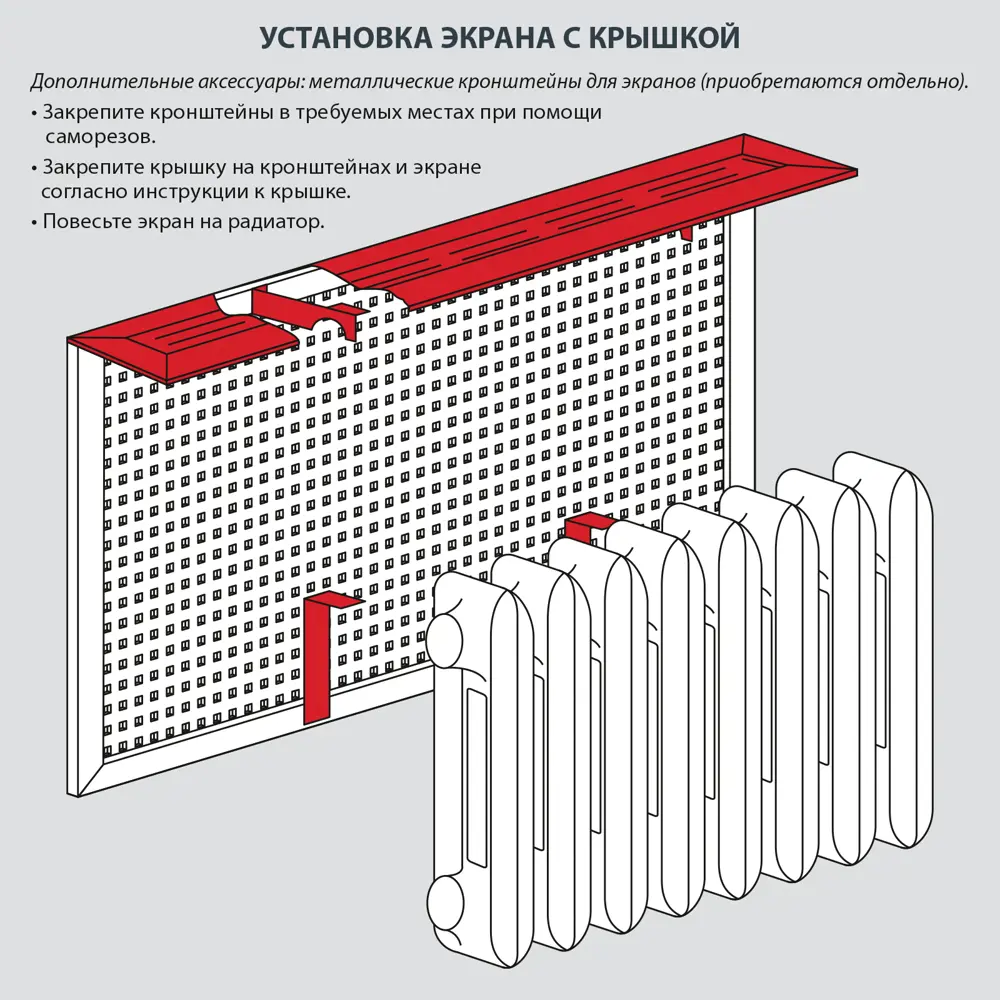 Экран радиатора Готико 90x60 см МДФ цвет белый 89452833 STLM-2126400 Santreyd  - Вид №9
