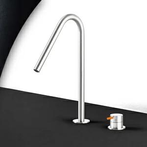 Смеситель для раковины сталь глянцевая с оранжевой ручкой Toki Radomonte TKI31LCIL24
