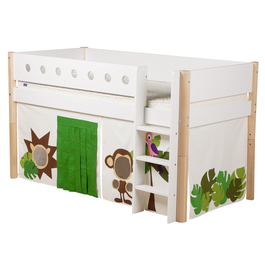 Кровать Flexa White с лестницей, 190 см, белая лакированная 801730895 - Вид №1