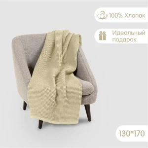 91725780 Плед Огого обстановочка! Anda AndaMilk130 170x130 см вафельная цвет бежевый STLM-1050055