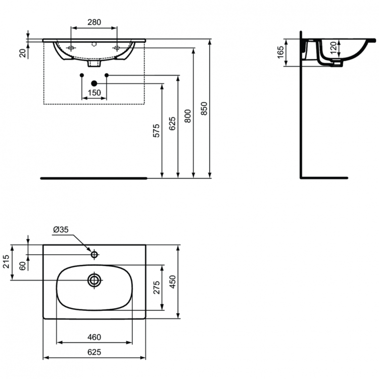 T3510V1 Раковина 60 см Ideal Standard TESI - Вид №3