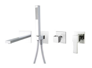 Смеситель для ванны с 4 отверстиями и ручным душем