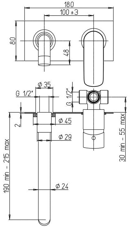 Paini Nove 09CR208P смеситель встраиваемый для раковины  - Вид №1