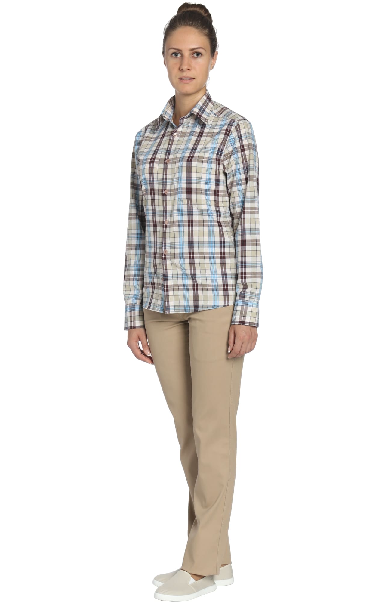67812 Рубашка в клетку plaid beige (шотландка бежевая) HIPSTER  Толстовки, рубашки, футболки, тенниски  размер 40 (80)  - Вид №4