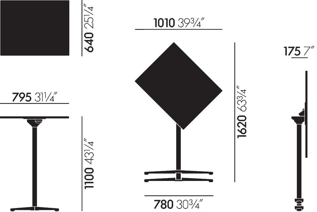 Высокий прямоугольный стол с меламиновой столешницей VITRA Super Fold Table ARCH-00114328 - Вид №4