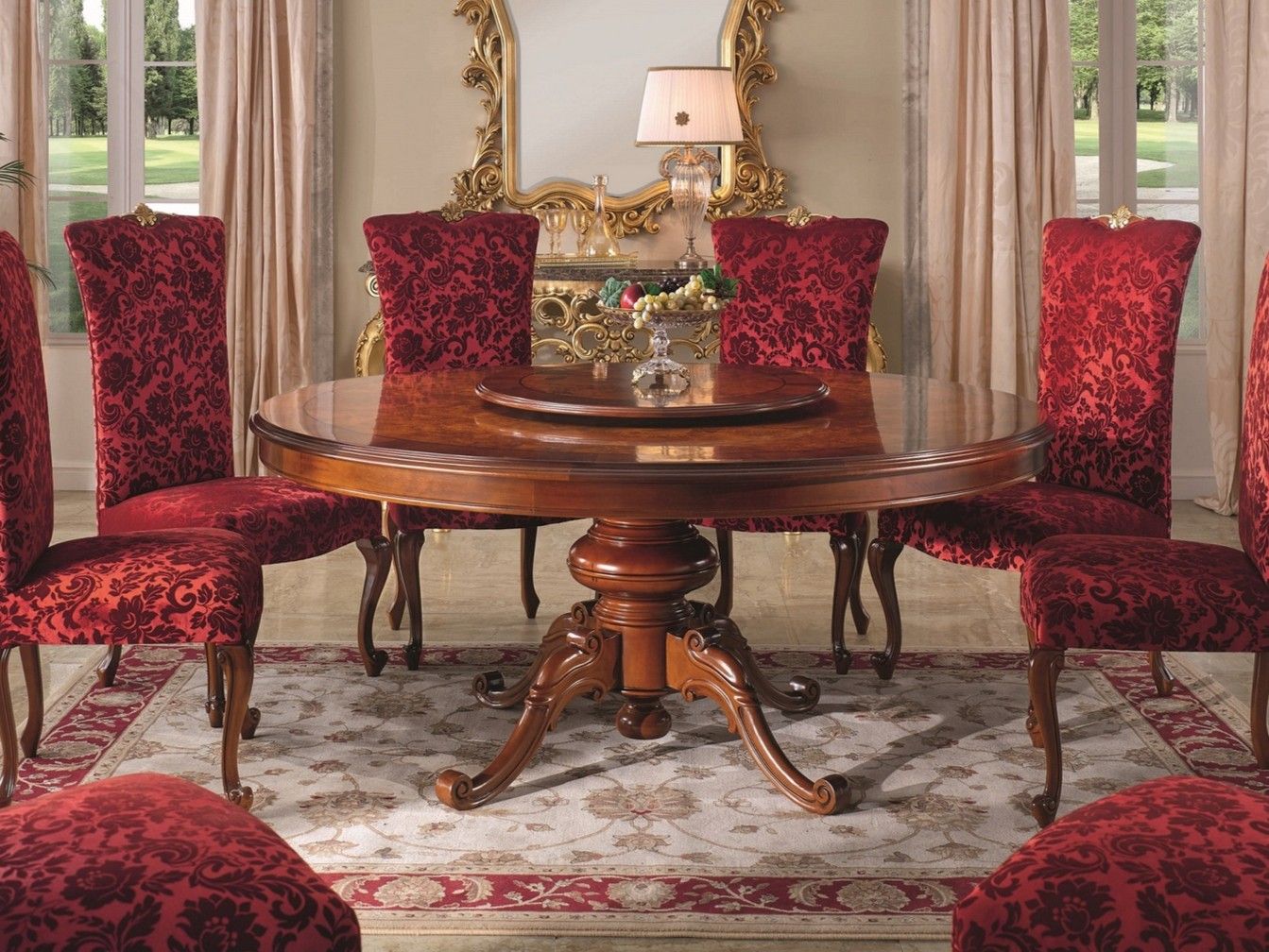 Круглый обеденный стол из орехового дерева с Lazy Susan SCAPPINI & C 35TH ANNIVERSARY 300/LS ARCH-00142775