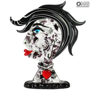 4718 ORIGINALMURANOGLASS Скульптура Голова Женщины - Pop Art - Original Murano Glass OMG 24 см