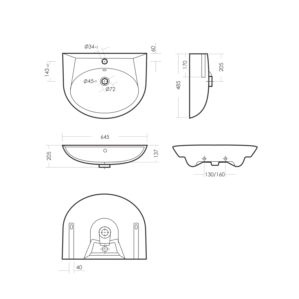 Умывальник Sanita Luxe Classic встраиваемый 64.5 см STLM-2139681 - Вид №7