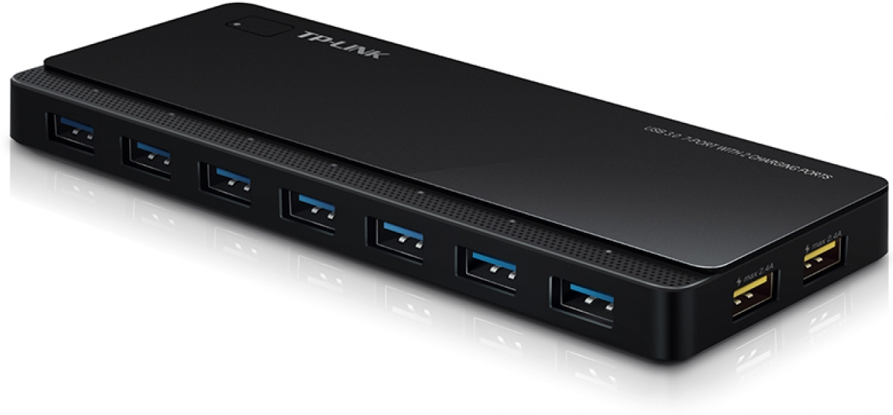 UH720 7 ports usb 3.0 hub with 2 power charge ports (2.4a max), desktop, a 12v/4a power adapter included TP-Link Santreyd 