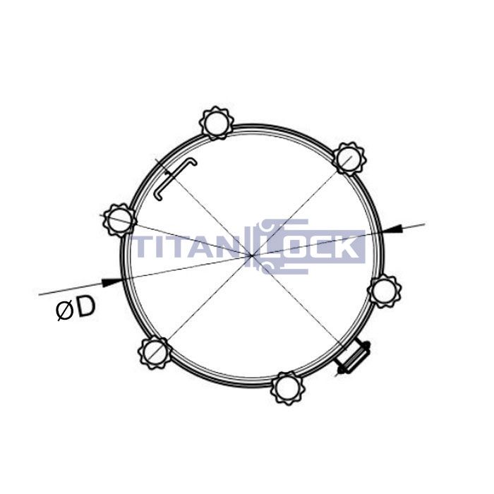 Люк круглый под давление нержавеющий DN200, пласт.ручки, TLTK200SHP TITAN LOCK  - Вид №1