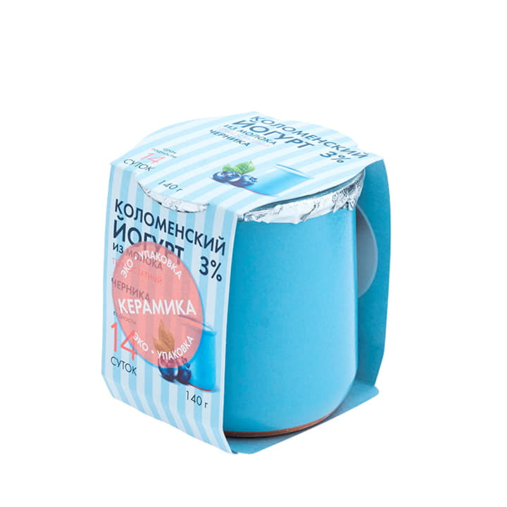 Йогурт Коломенский Черника 3% Коломенское молоко 140 г БЗМЖ Santreyd 12895 - Вид №1