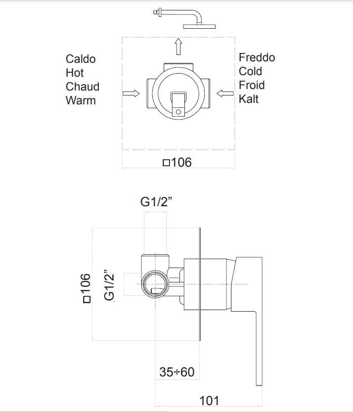 100CR7515 Смеситель для душа , хром Fiore Kube - Вид №2