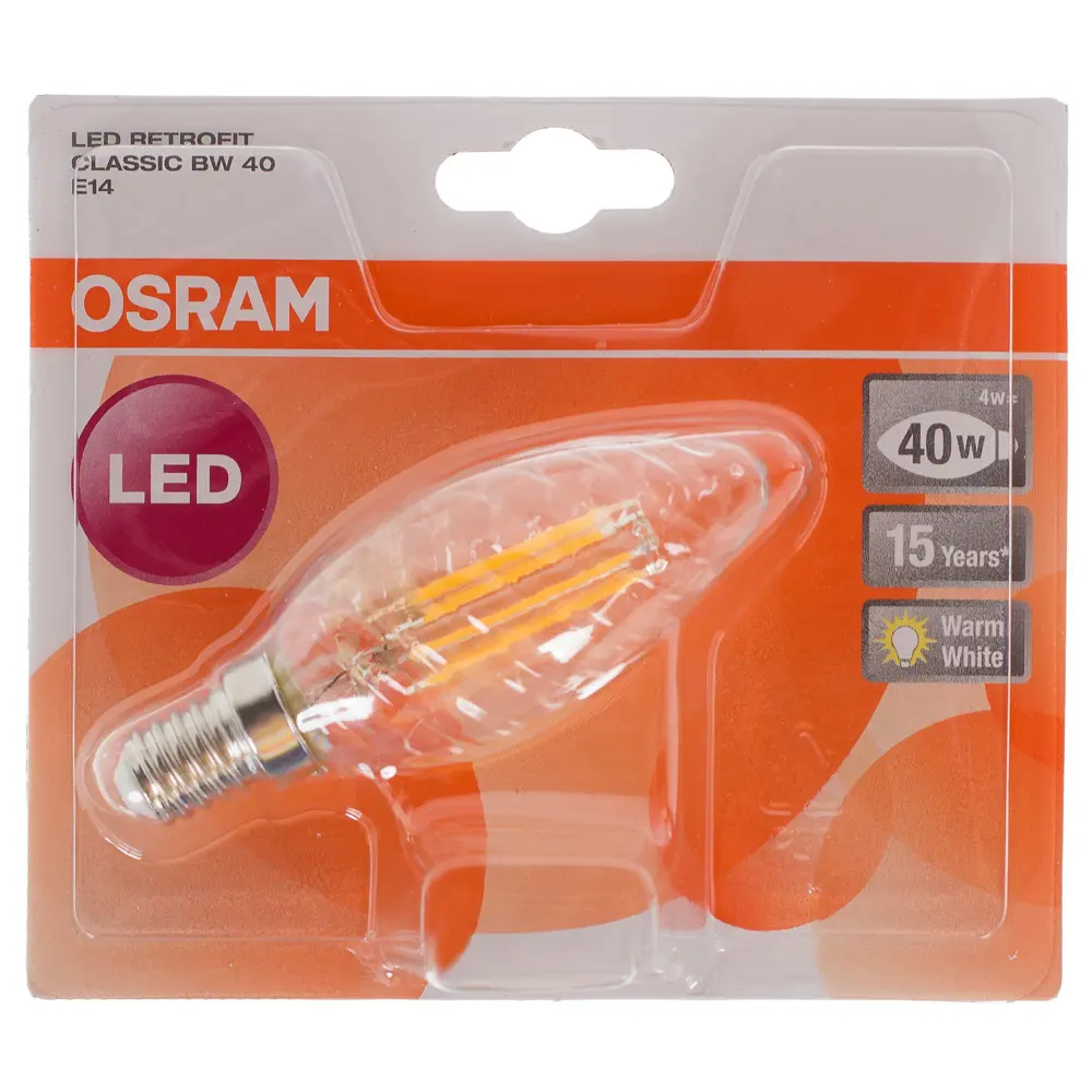 Лампа светодиодная Osram свеча витая E14 4 Вт 470 Лм свет тёплый белый 18609981 STLM-2009179  - Вид №1