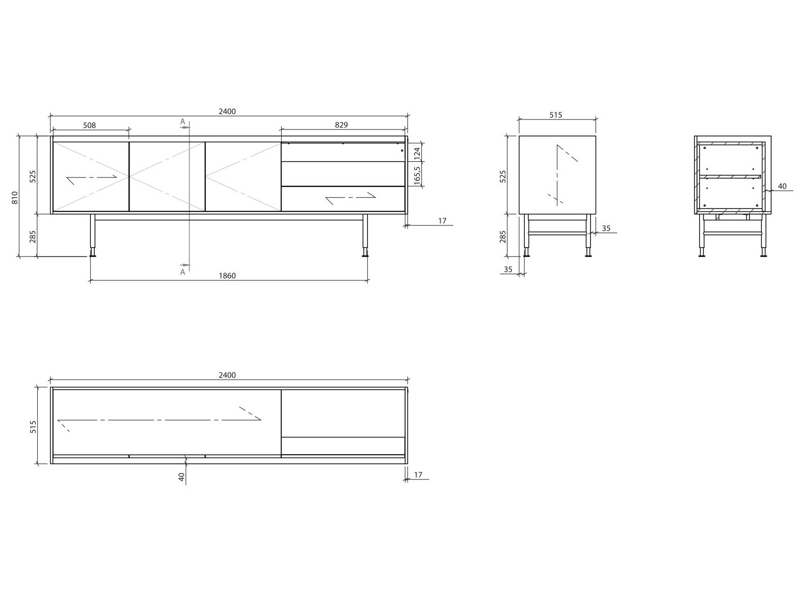 Деревянный шкаф для телевизора с ящиками Laskasas Essence ARCH-00146662 - Вид №1