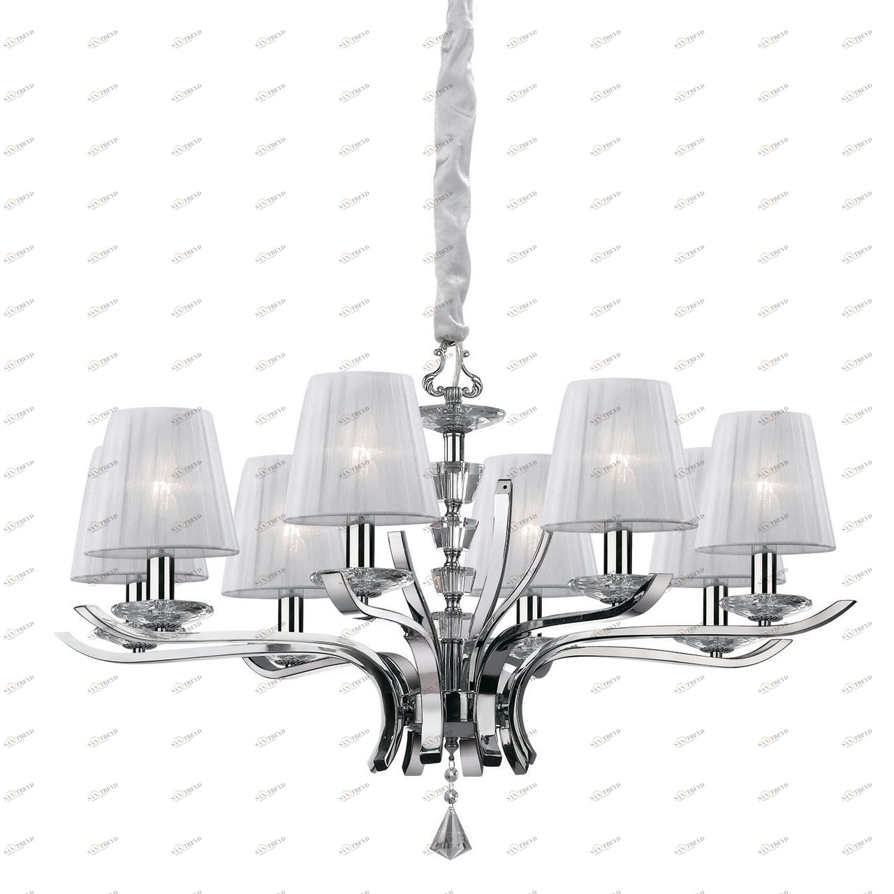Люстра дизайнерская Mouth хром белая Pegaso SP8 IDEAL LUX ДИЗАЙНЕРСКИЕ 057415 Белый 