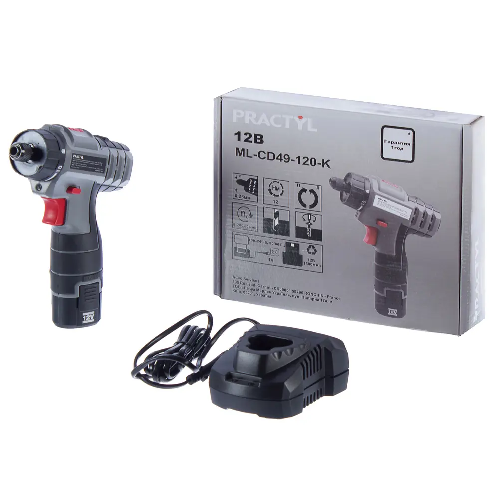 Шуруповерт аккумуляторный Practyl ML-CD49-120-K, 12 В Li-ion 1.5 Ач 18167378 STLM-2108912  - Вид №3