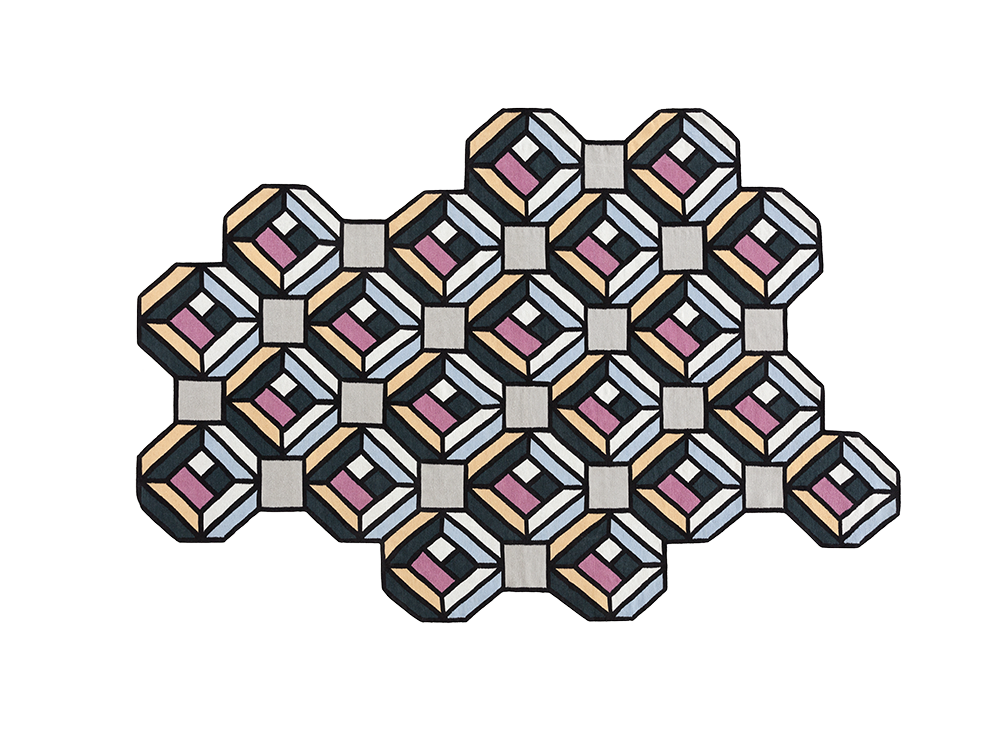 100421 Ковер Tetragon Blue 213x312 GAN Parquet - Вид №1