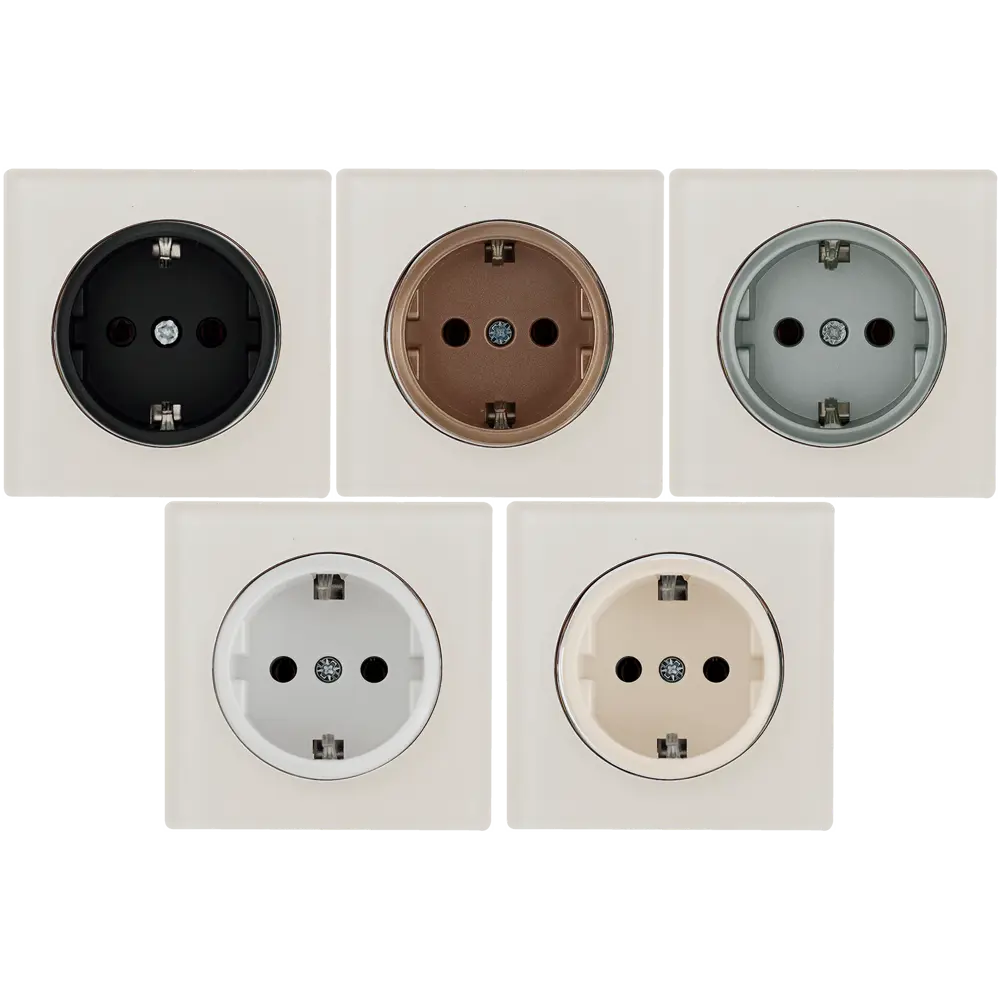 Рамка для розеток и выключателей Onekey Florence 1 пост стекло цвет бежевый ONEKEYELECTRO STLM-2126614 - Вид №1