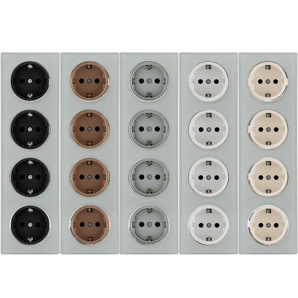 ONEKEYELECTRO Стеклянная рамка для розеток Florence 4-постовая серая 82838534 STLM-0036865 - Вид №1