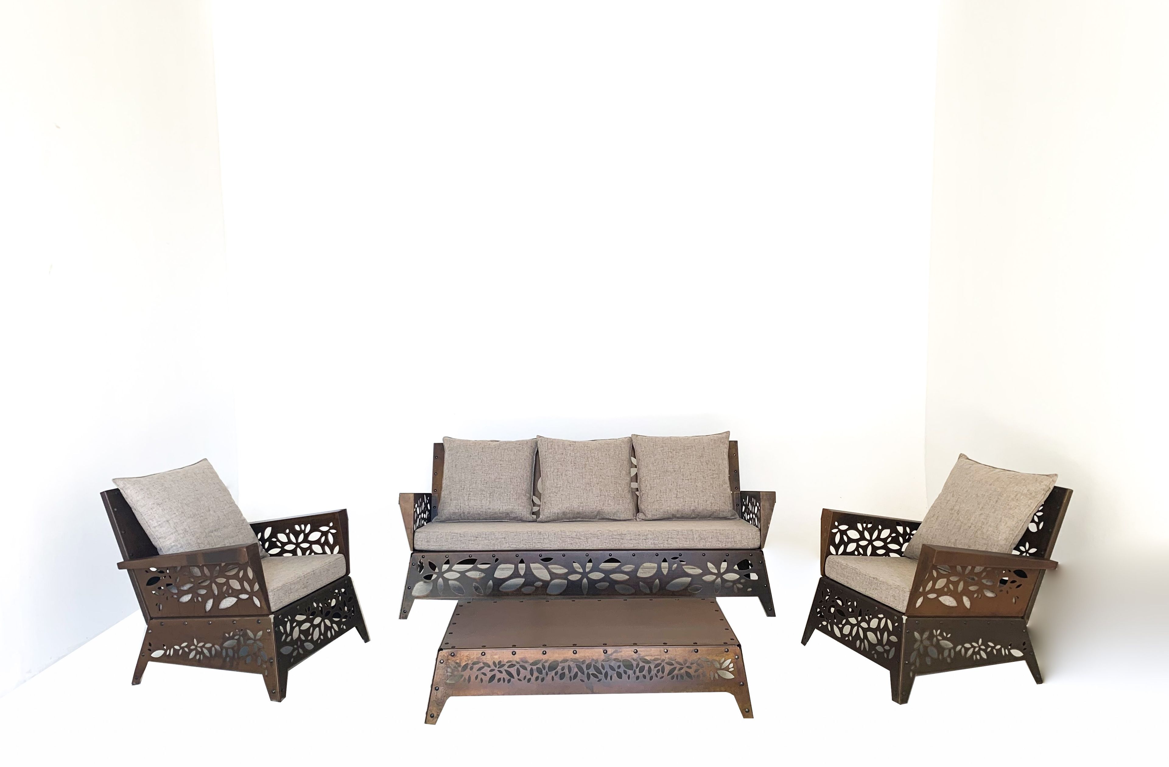 Стальная садовая скамейка Corten™ с подлокотниками TrackDesign Hanami ARCH-00070480 - Вид №5