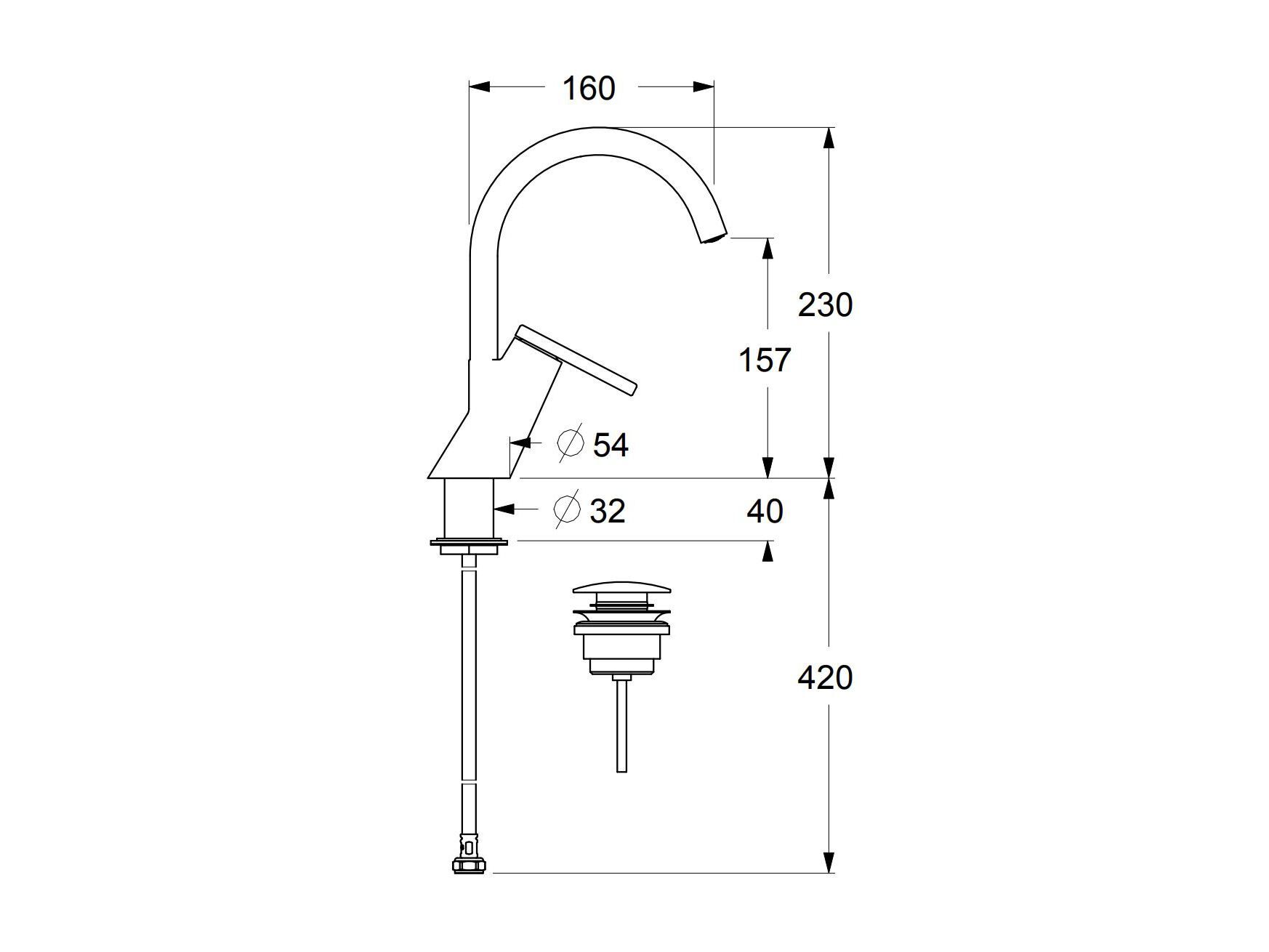 Однорычажный смеситель для раковины с регулируемым горлышком GUGLIELMI RUBINETTERIE QR ARCH-00101707 - Вид №2