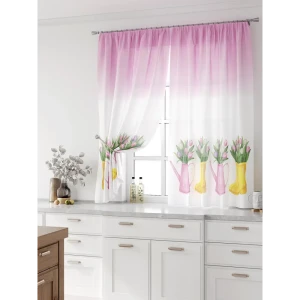 91799417 Комплект тюль 2 шт на ленте Comfy Way Свилс - 133 CW579133 150x160 см вуаль цвет желтый STLM-1047762