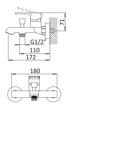 Смеситель для ванны и душа однорычажный CEZARES NAUTIC-VM-NOP - Вид №1
