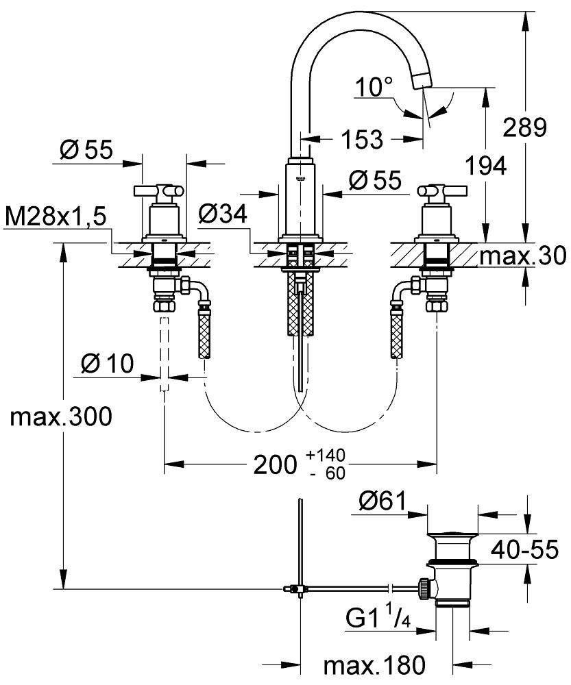 20008000 Смеситель для раковины Grohe Atrio хром - Вид №1