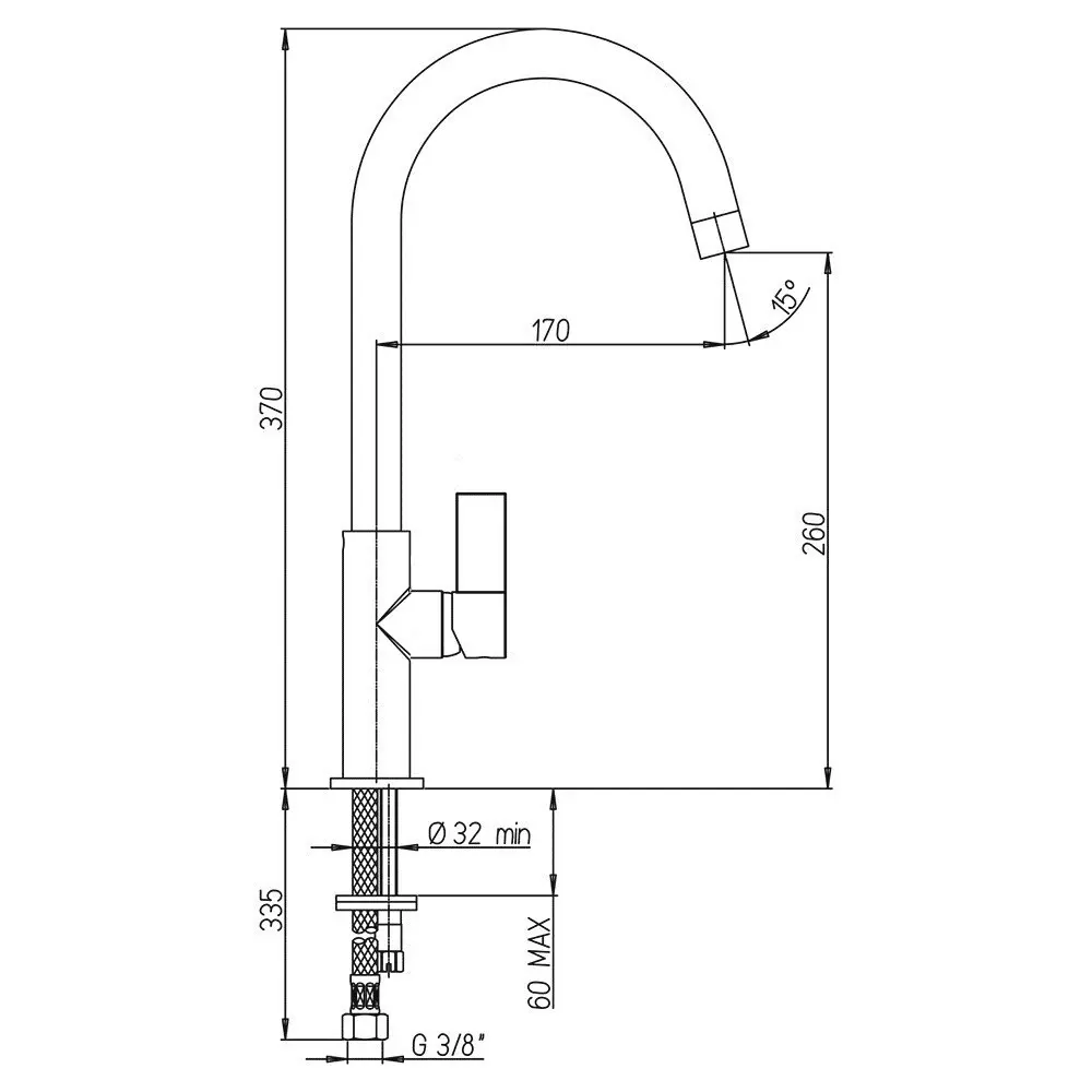 Смеситель для кухни Paini Sky 37 см цвет хром/чёрный гранит STLM-2010393 - Вид №6