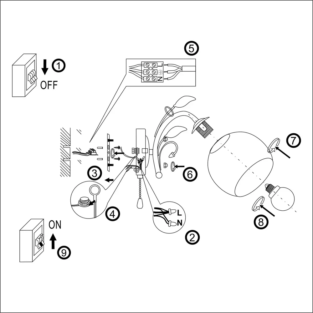 Бра РОССВЕТ Амплуа — настенный светильник с шарообразным плафоном 89426672 STLM-1567723 - Вид №14