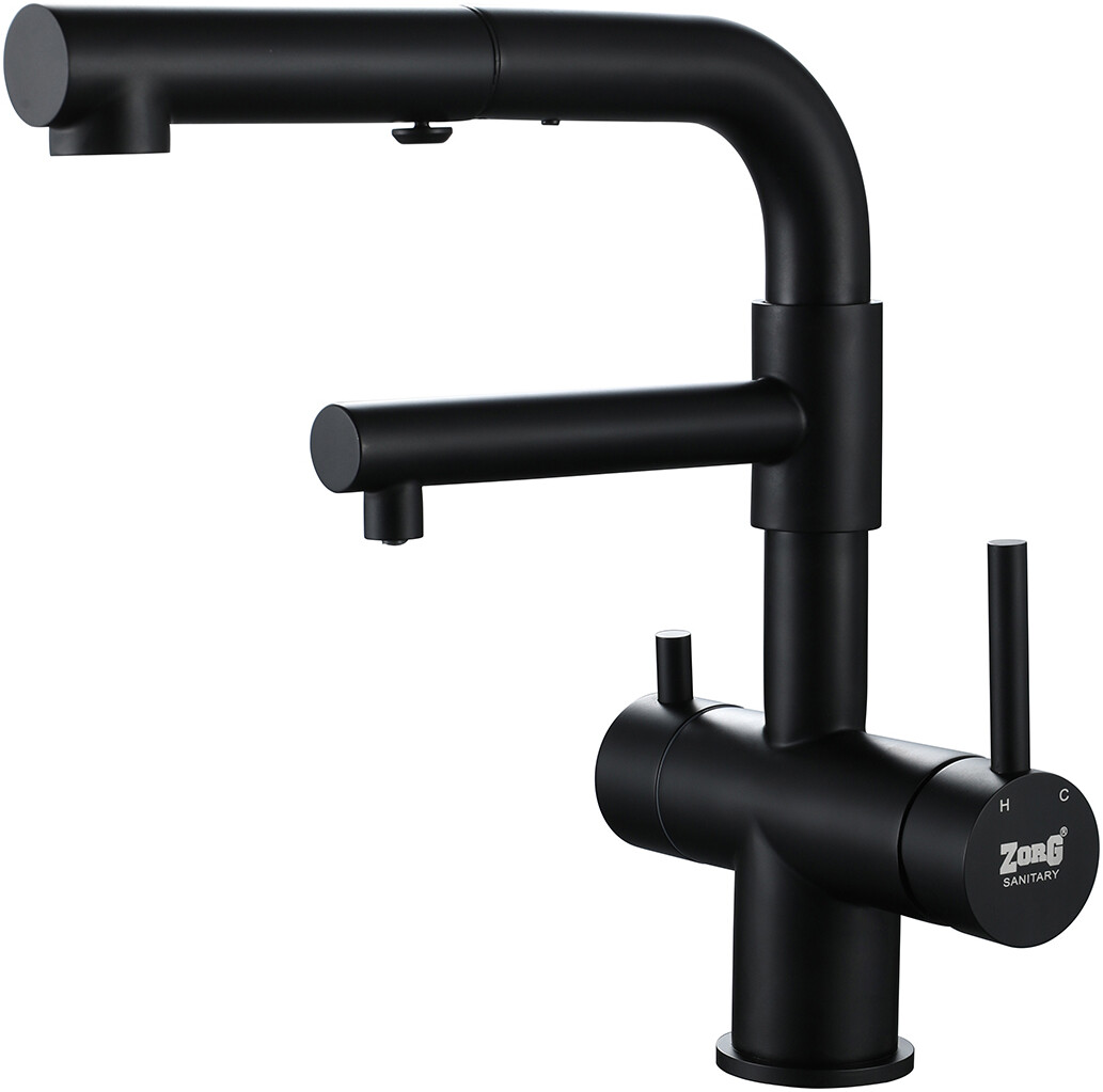 Смеситель ZorG Inox SZR-3216 GRAFIT для кухонной мойки, графит