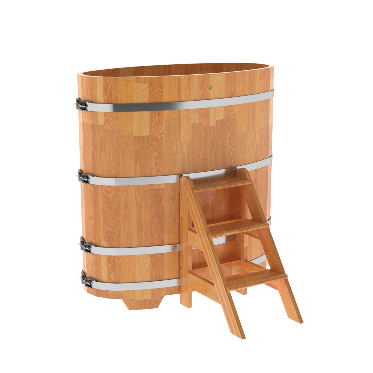 1377 Купель овальная из сращенных ламелей лиственницы 0,69х1,31х1,4 натуральная Alyarus 