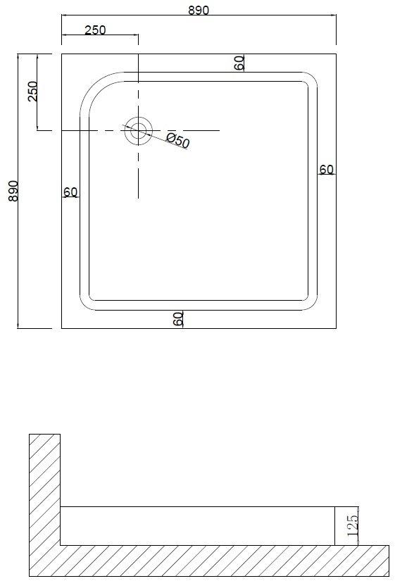 Душевой поддон NG- 90-90Q (90*90*13) квадрат, для 6601, 6801 , 6603, 6803 , 6608, 6808 , 6613, 6813 Niagara Nova 90901Q - Вид №1