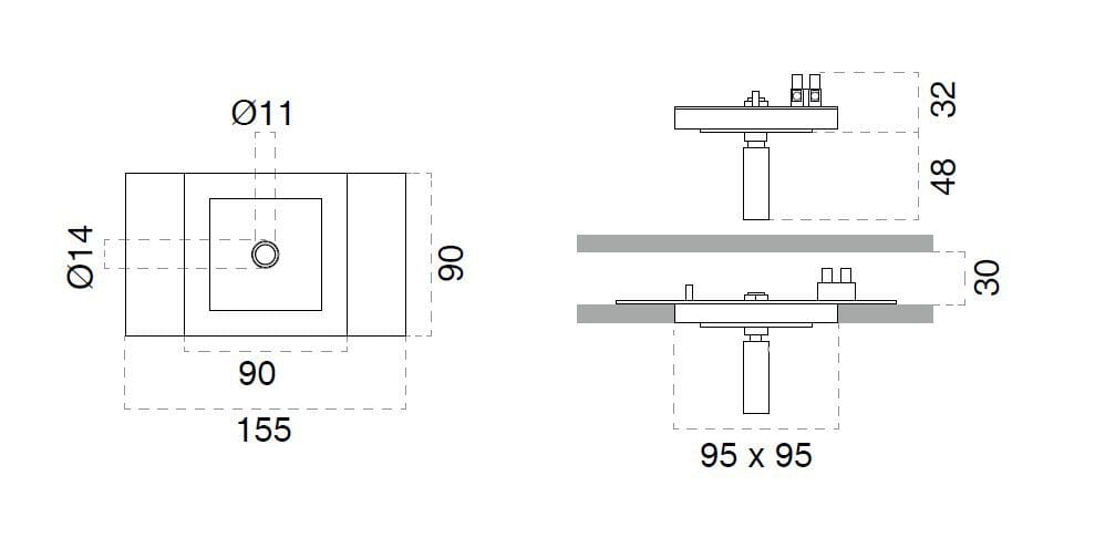 Регулируемый встраиваемый светодиодный прожектор из Alumite® 9010 novantadieci MICROLED LINE ARCH-00111825