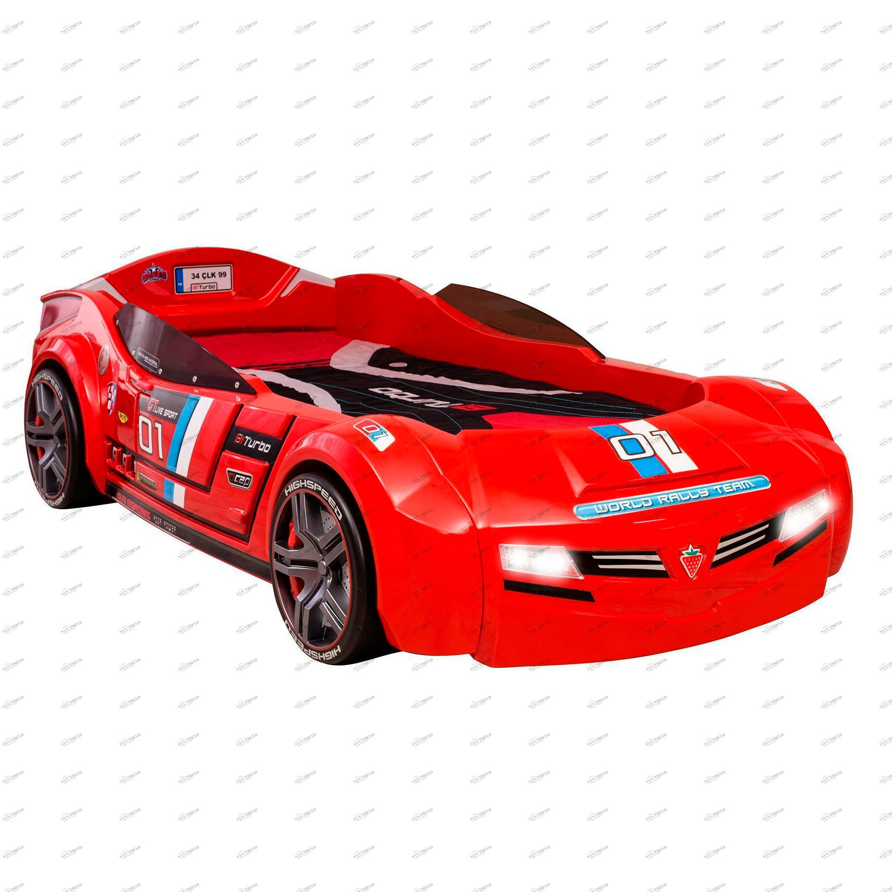 Кровать-машина с подсветкой 90х195 см красная BiTurbo CILEK CHAMPION RACER 00-3832321 Красный Santreyd 