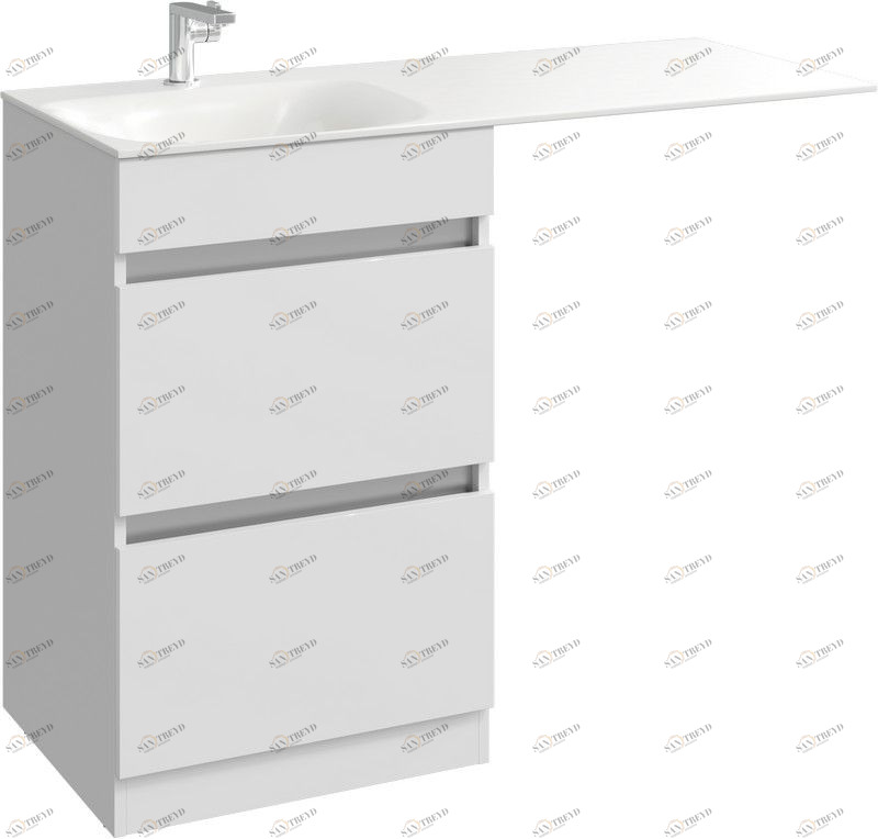 Forma напольная тумба с двумя полноразмерными ящиками с умывальником с крылом под стиральную машинку 115 см AQWELLA FOR1104DL